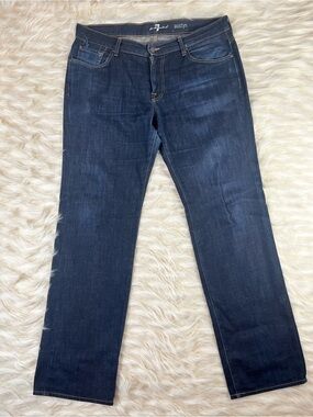 7 For All Mankind Austyn Jeans Men's 38x35 Mid Rise Relaxed Fit Dark Wash